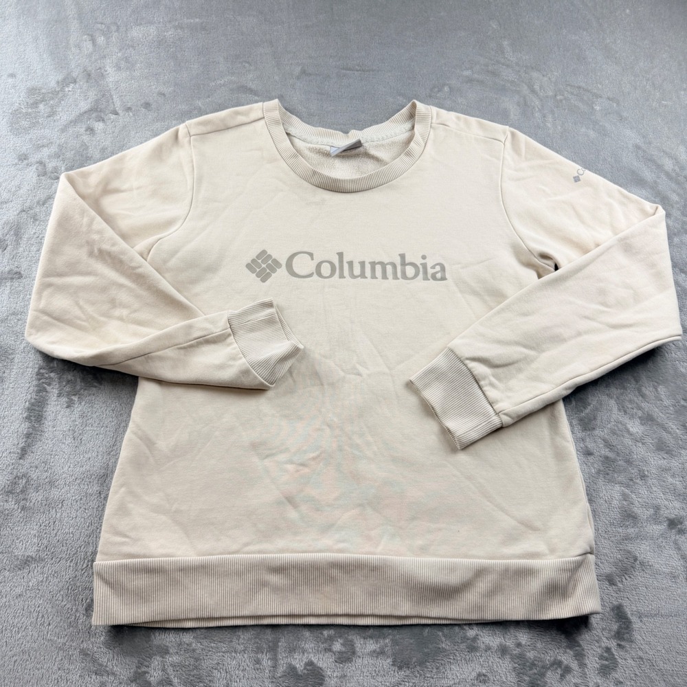 Columbia Sportswear Women's Medium Cream Logo Fleece Crewneck Sweatshirt